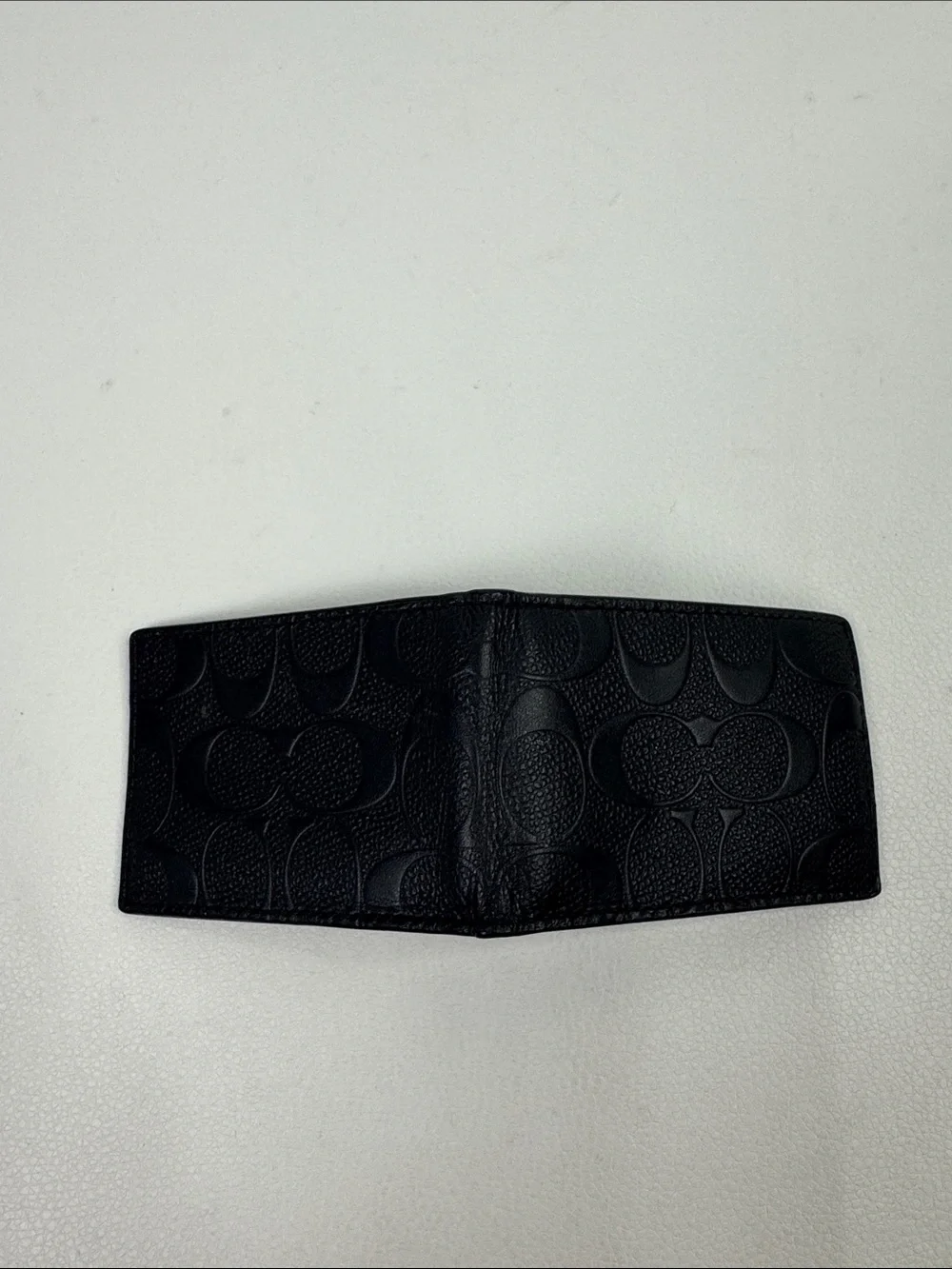 Coach Black Embossed Signature Leather Card Holder wallet ID pocket New